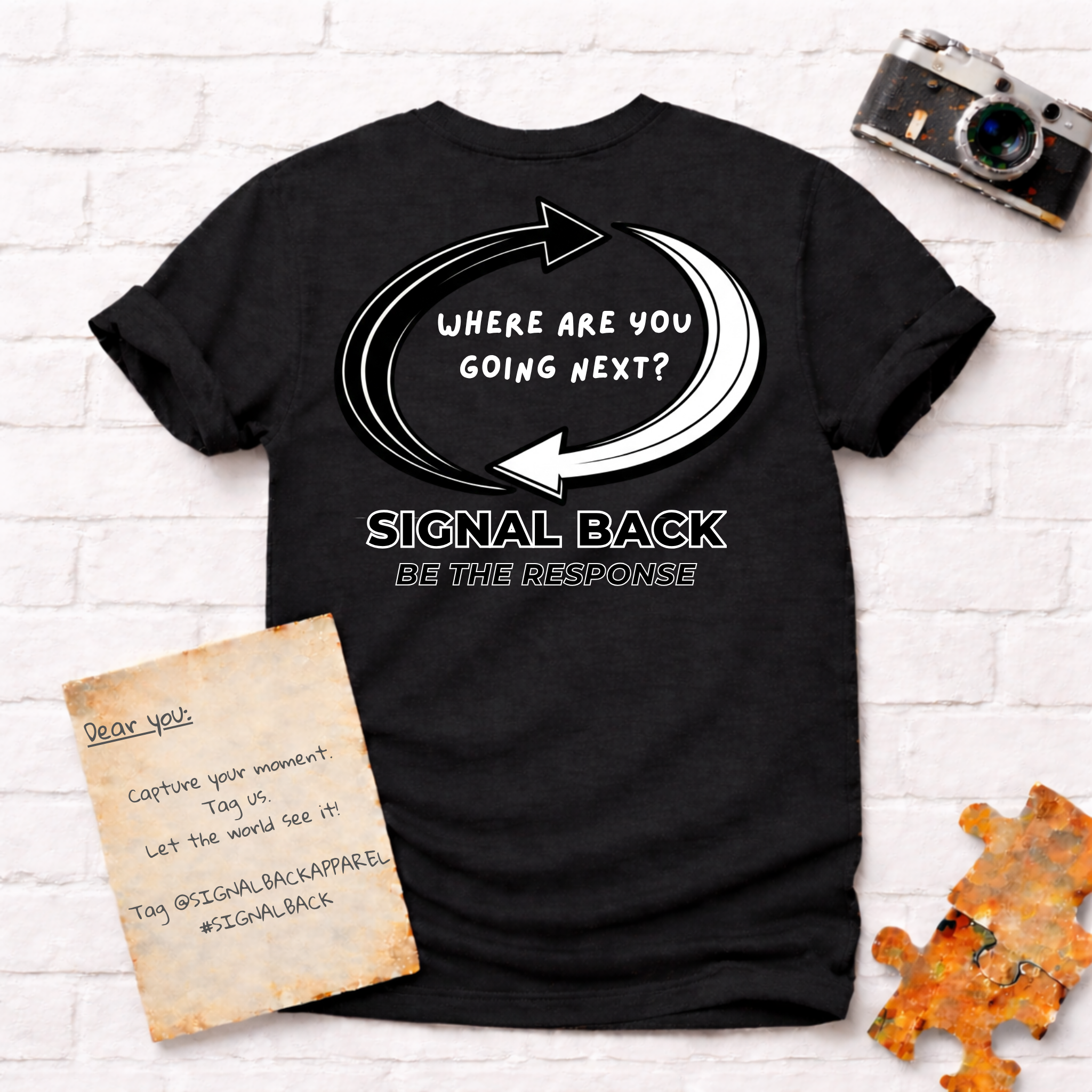 "Where are you going next?" Signal Back Tee