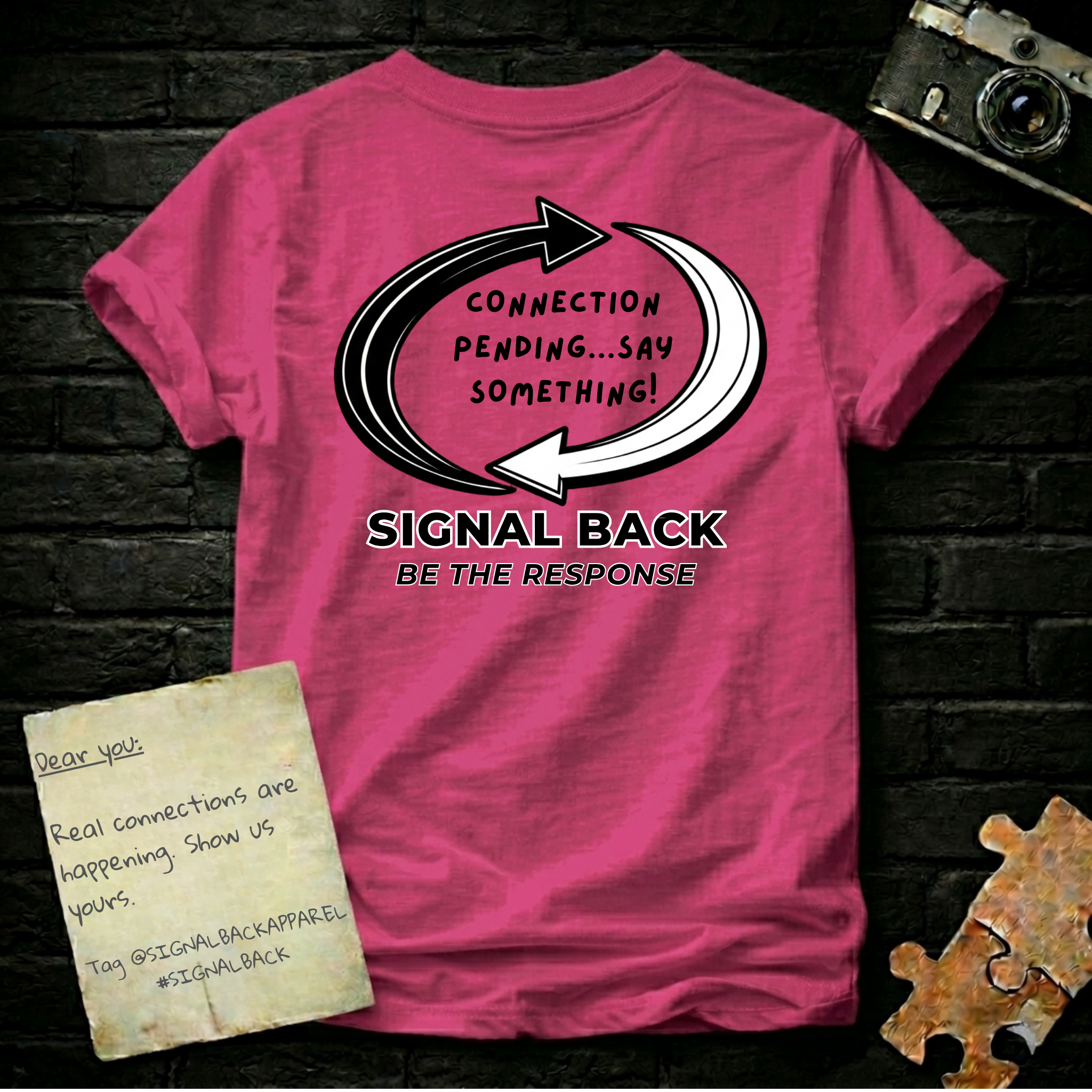 "Connection pending...say something" Signal Back Tee