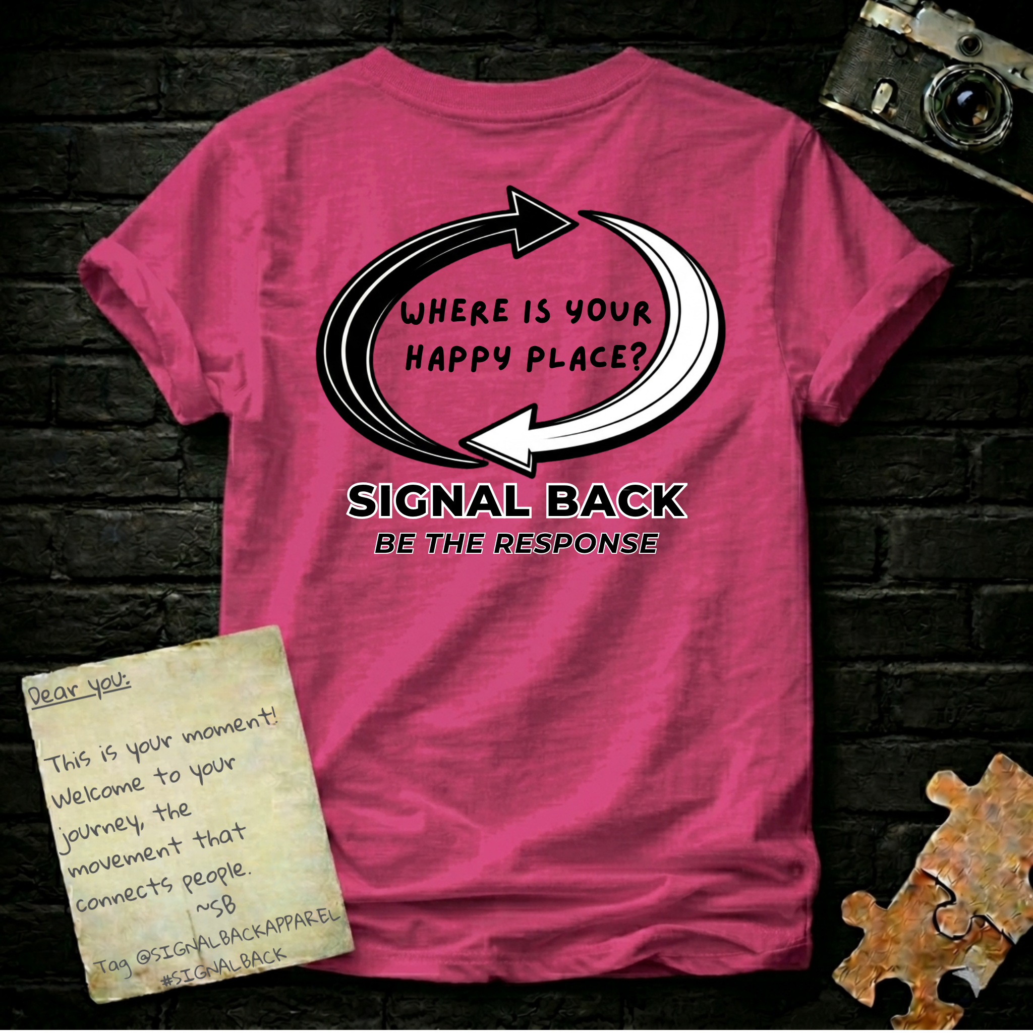 "Where is your happy place?" Signal Back Tee