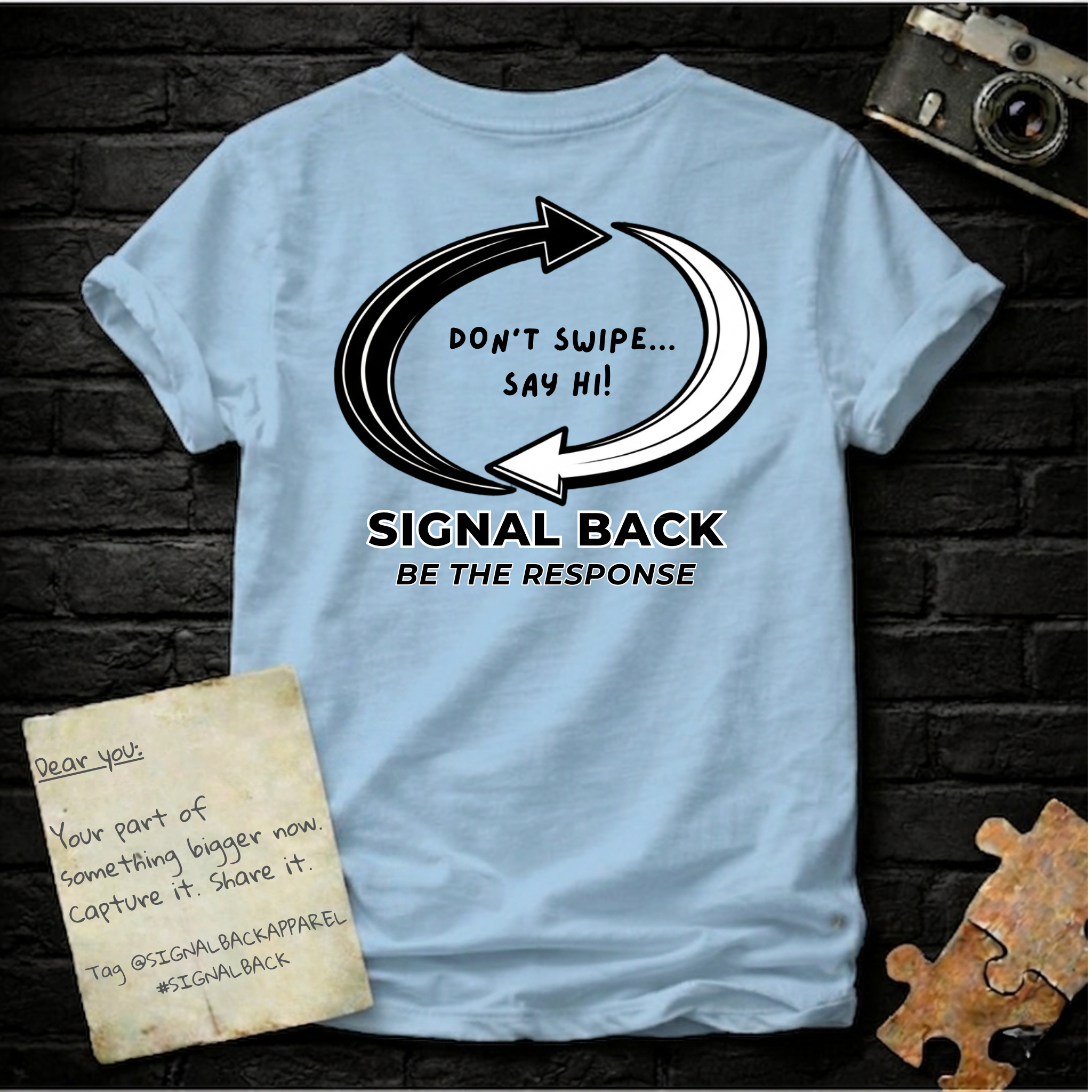 "Don't swipe...say Hi!" Signal Back Tee