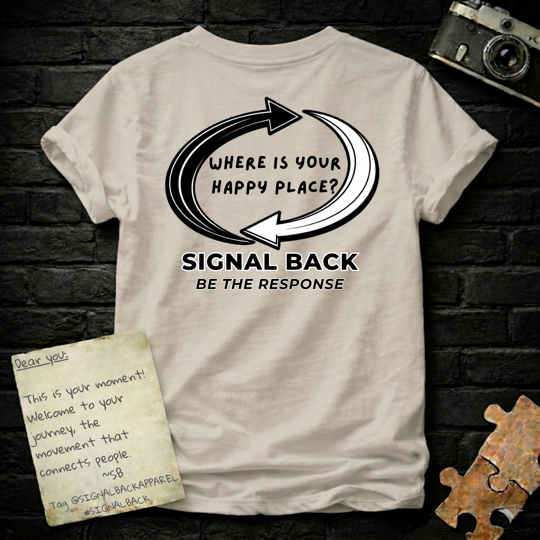 "Where is your happy place?" Signal Back Tee